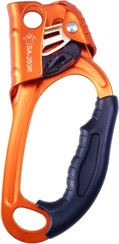 Vista 13 de Ascensor de mano CE, equipo de engranaje de rapel de 308.6 lbs con mango de goma ergonómico para arbolista de árboles de escalada en roca