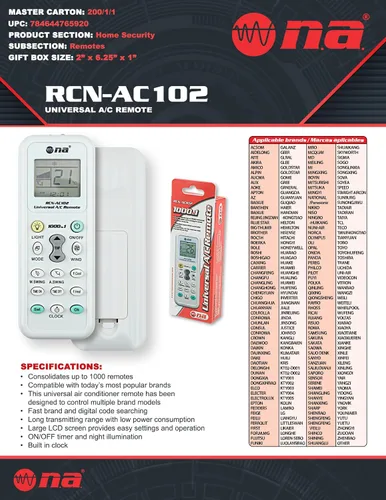 Vista 7 de Nippon America Control remoto universal para aire acondicionado compatible con Daikin, Hitachi, Carrier, Panasonic, LG, Sharp, Haier, Midea