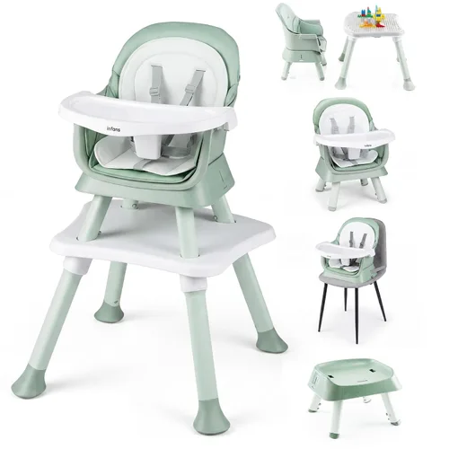 Vista 18 de INFANS Silla alta 8 en 1 para bebés y niños pequeños, asiento elevador Azul bebé