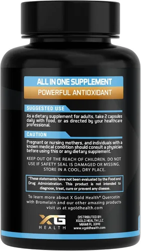 Vista 3 de XGold Health NAC 1000 mg con quercetina 95%, bromelina, zinc, vitamina C, apoyo inmunológico D3 y K2 y suplemento antioxidante Mezcla de defensa