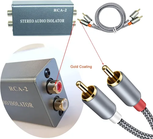 Vista 4 de Aislador de bucle de tierra RCA, filtro de ruido, carcasa de aluminio, eliminador de zumbido, aislador para HIFI estéreo de cine en casa reproductor