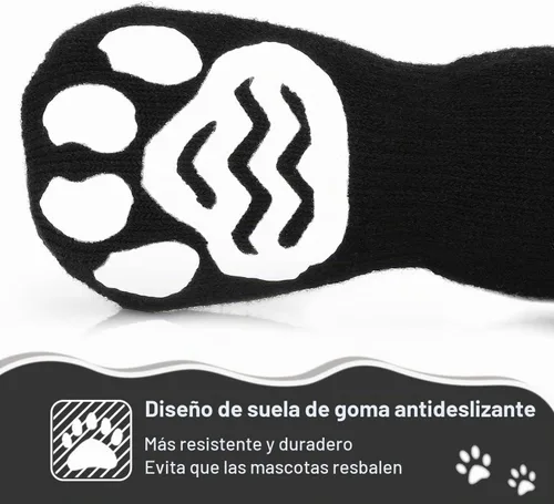 Vista 4 de PETLOFT Calcetines antideslizantes para perro, 4 piezas calcetines antideslizantes para interiores con correa de cierre desmontable ajustable
