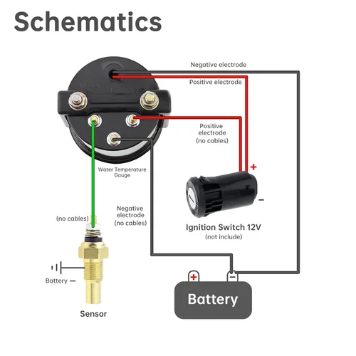 Vista 3 de Medidor de temperatura del agua para automóvil, 2 pulgadas, 2.047 in, 12 V, 104.0-248.0 °F, universal mecánico, eléctrico, medidor de temperatura