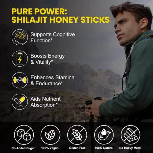 Vista 4 de Palitos de miel Shilajit, barra de miel Shilajit pura del Himalaya para hombres y mujeres, más de 85 minerales traza ayuda a aumentar la energía