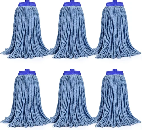 Vista 25 de Matthew - Cabezales de repuesto para trapeador húmedo de algodón resistente (azul, mediano, paquete de 12) con 2 paños de microfibra para uso