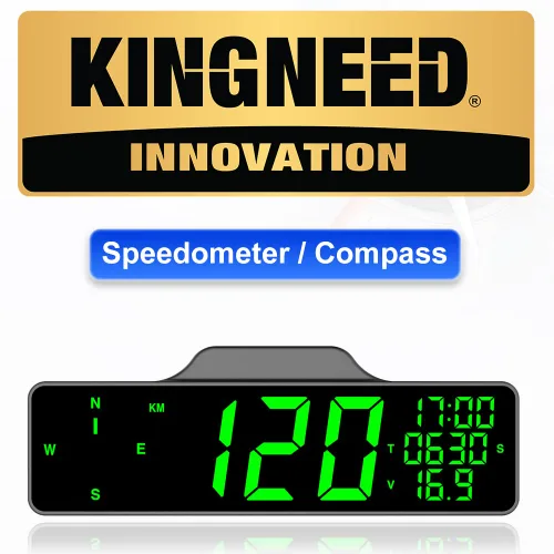 Vista 2 de KINGNEED C3090 - Velocímetro digital universal para coche HUD Head Up Display con pantalla grande, GPS, brújula, visualización del voltaje