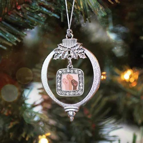 Vista 40 de Inspired Silver - Nana púrpura - Adorno de Navidad plateado - Adorno cuadrado para árbol de Navidad con circonita cúbica - Decoración colgante