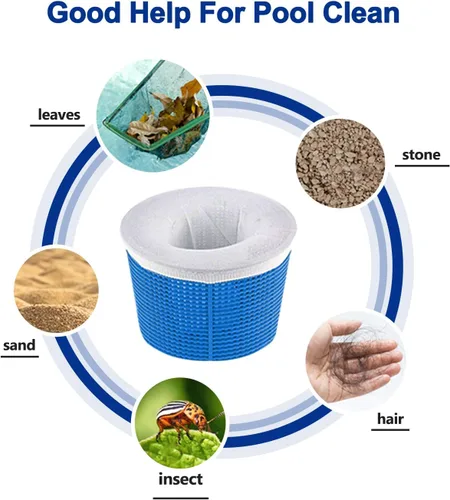 Vista 6 de Paquete de 100 calcetines de piscina para filtros de piscina, filtros de cestas y desnatadores para filtrar desechos y hojas, sistema de filtro