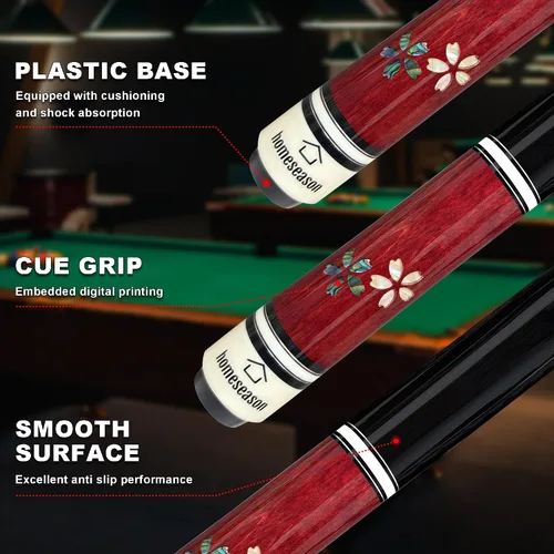 Vista 2 de HomeSeason Pool Cue Stick 58" Professional Billiard Canadian Maple Pool Stick with Leather Case & 13mm Tip, 18/19/20/21oz for Adults Pro Player 18oz