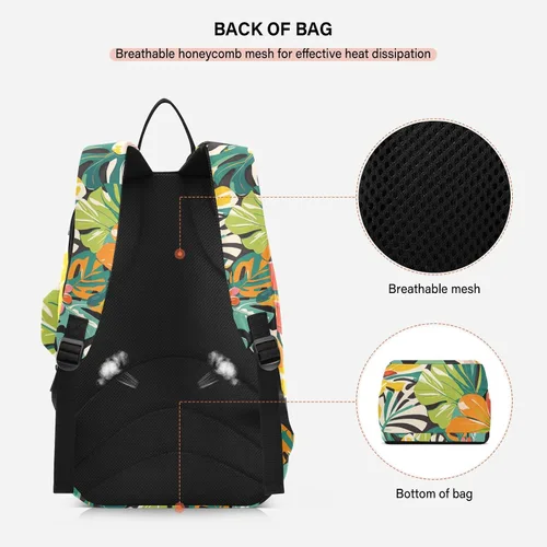 Vista 4 de Tennis Badminton Racket Bags Large Sturdy Colorful Summer Hawaiian Flowers 2 Rackets Tennis Racket Cover Bag with Protective Pad for Women Men