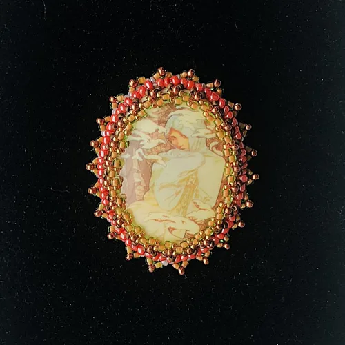 Vista 3 de Broche de camafeo victoriano OOAK Invierno Señora de boda Damas de honor Pin Bead tejido Damas
