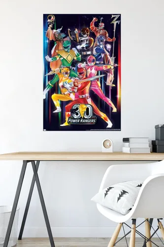 Vista 4 de Power Rangers - Póster de pared del grupo 30, 34 pulgadas de largo x 22.4 pulgadas de ancho, versión sin marco