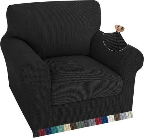 Vista 71 de ZNSAYOTX 2 fundas para sillas con brazos para sala de estar, súper suave, con funda de cojín de asiento, gruesa, duradera, mezcla de elastano, alta