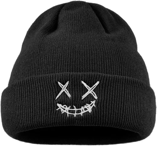 Vista 3 de Croogo Gorros de invierno para mujer, elásticos y cálidos, con forma de calavera para hombre, con puños, de acrílico, calaveras de esquí