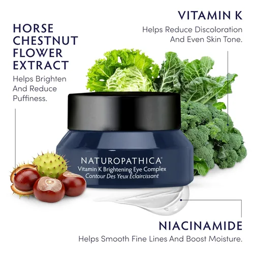 Vista 4 de Naturopathica Complejo de ojos iluminador de vitamina K, crema diaria para ojeras y ojos hinchados, crema debajo de los ojos para ayudar a reafirmar