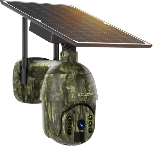 Vista 9 de SOLIOM 4G LTE Security Camera, Solar Wireless Cellular Security Camera, 360° Pan Tilt View with Spotlight, 1080P Night Vision, 2-Way Talk, PIR