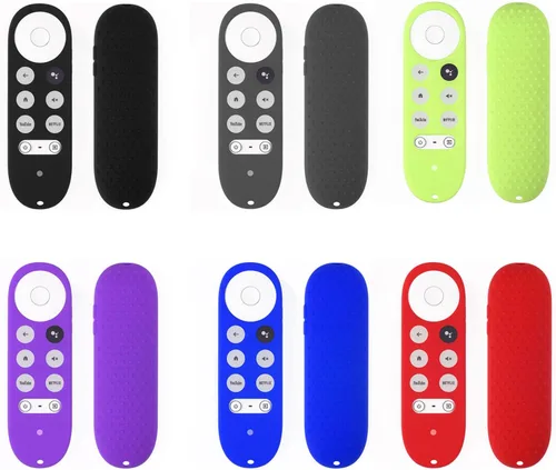 Vista 8 de Plplaaoo Funda de silicona para Chromecast con Google TV - Funda protectora para control de voz 4K - Funda de repuesto para control remoto de TV