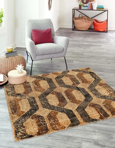 Vista 15 de Unique Loom Saturn Collection - Astra (Runner 2 pies 2 pulgadas x 5 pies 0 pulgadas, beige crema/negro)