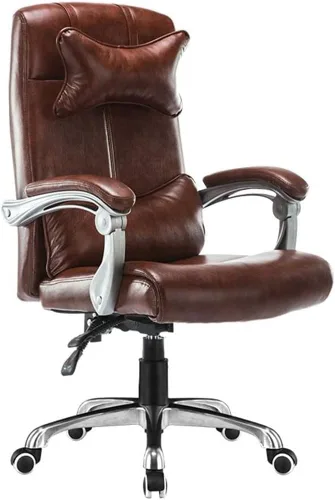 Vista 10 de Leather Desk Gaming Chair Height Adjustable Ergonomic High Backrest Office Computer Chairs with Headrest and Lumbar Support for Reception Study Milk