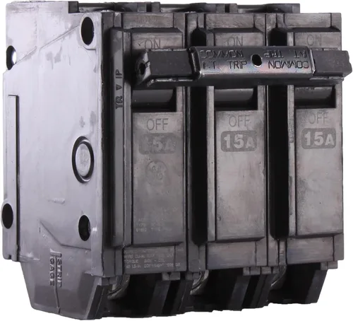 Vista 3 de GE THQL32015 Tipo de montaje enchufable THQL Disyuntor de caja moldeada 3 polos 15 amperios 240 voltios CA