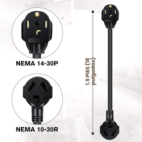 Vista 4 de WELLUCK 1.5FT Adaptador para secadora de 3 puntas a 4 puntas, adaptador de enchufe de secadora de 3 a 4 puntas, adaptador de toma de secadora de 4