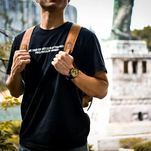Vista 8 de BOBO BIRD Relojes de madera para hombre, con cronógrafo combinado de madera y acero inoxidable, cuarzo militar, relojes de pulsera casuales