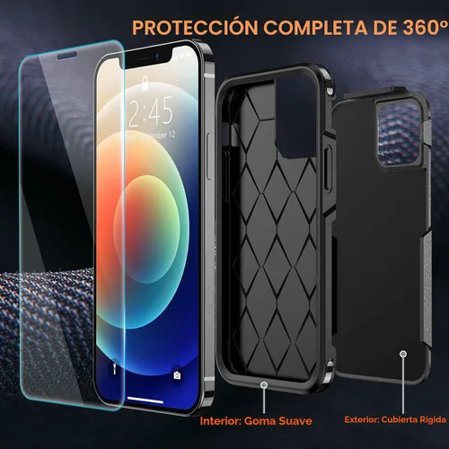 Vista 5 de SPIDERCASE Funda diseñada para iPhone 12/iPhone 12 Pro, protección contra caídas de grado militar de 10 pies, con 2 protectores de pantalla