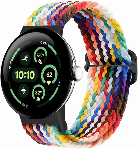 Vista 26 de Correas trenzadas Solo Loop compatibles con Google Pixel Watch 4, 3, 2, 1 de 1.61 pulgadas/1.77 pulgadas, correas elásticas ajustables de nailon