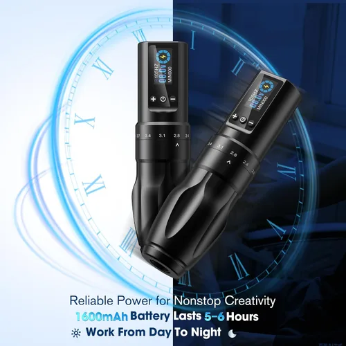 Vista 2 de INKin Kit de tatuaje para principiantes, juego completo con impresora de tatuajes, pistola de tatuaje con 7 tiempos 0.1-0.2 in y 1600mAh de potencia