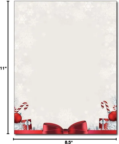 Vista 7 de Papel de papelería imprimible con membrete para regalo navideño, 50 hojas de 8.5 x 11 pulgadas, papel de carta de regalo navideño, enlace de 28