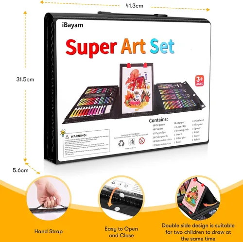 Vista 6 de iBayam Kit de arte, paquete de 251 suministros de arte, kits de dibujo, caja de regalo para artes y manualidades, caja de regalo para niños