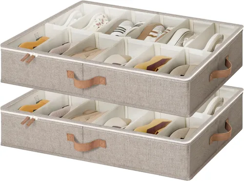 Vista 10 de StorageWorks Organizador de zapatos para armario, con capacidad para hasta 24 pares, juego de 2 contenedores de almacenamiento de zapatos debajo