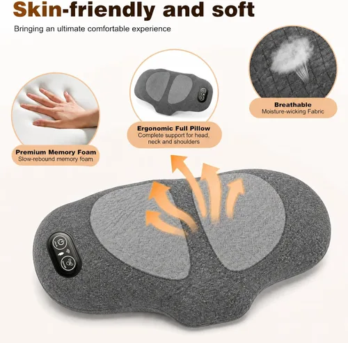 Vista 4 de 3-in-1 Heated Back Massager Cushion with Lumbar Support, Heat & Vibration