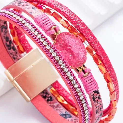 Vista 65 de FANCY SHINY - Pulsera de cuero estilo bohemio, pulsera de cuentas de cristal con cierre magnético, regalos de joyería para mujer