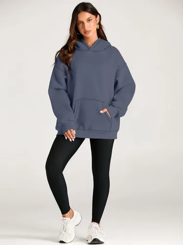 Vista 6 de EFAN Sudaderas de manga larga con capucha para mujer, holgadas, con forro de polar, con bolsillos, para invierno y otoño, estilo Y2K de los 2000