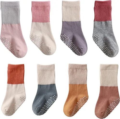 Vista 10 de Calcetines de algodón para bebés y niñas, calcetines de algodón para recién nacidos, antideslizantes, antideslizantes, para niños pequeños