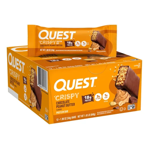 Vista 22 de Quest Nutrition - Barra de proteína crujiente para pastel de cumpleaños, 0.67 onzas de proteína, 0.04 oz de azúcar, 0.07 oz de carbohidratos netos