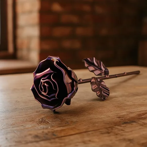 Vista 6 de Forging Art Bcn® Rosa eterna forjada de hierro forjado a mano (púrpura)