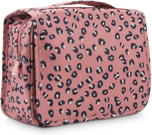 Vista 13 de Trawila Neceser colgante de viaje, bolsa de cosméticos, organizador de maquillaje para hombres y mujeres con gancho resistente, Beige, Moda