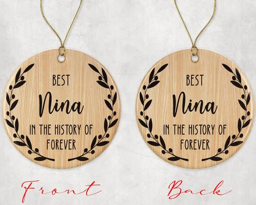 Vista 2 de Best Nina - Adorno de Navidad de la mejor Nina - Adorno de la mejor nina en la historia de la eternidad - Adorno familiar - Regalo para Nina