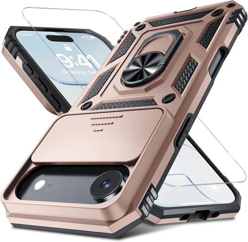 Vista 72 de Janmitta Funda para iPhone 8 Plus/7 Plus/6 Plus, Cubierta de Teléfono con Cubierta Deslizante Integrada para Lente de Cámara + Protector