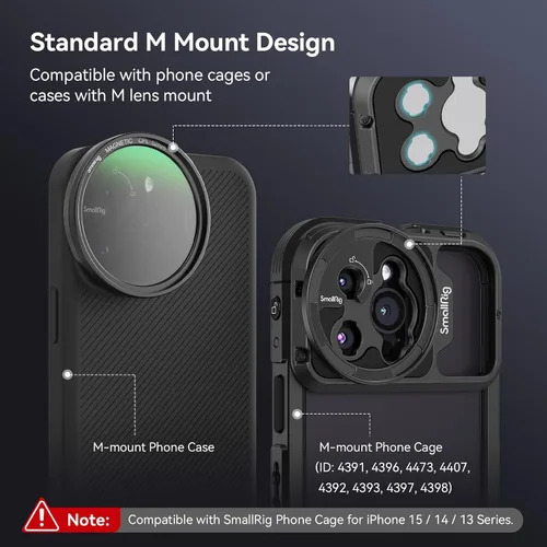 Vista 4 de SMALLRIG Kit de filtro de polarizadores circulares magnéticos de 2.047 in para jaula de teléfono SMALLRIG para iPhone 15 Series, filtro polarizador