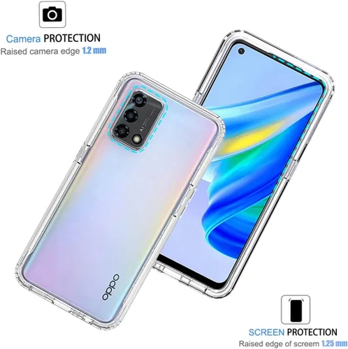 Vista 2 de CHP2365 Funda para teléfono para Oppo A95 4G, con protector de pantalla de vidrio templado, carcasa protectora de cuerpo completo transparente