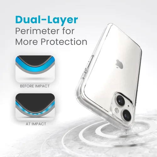 Vista 4 de Speck Funda transparente para iPhone 15 Plus, delgada, protección contra caídas, para iPhone 15 Plus y iPhone 14 Plus, resistente a los arañazos,