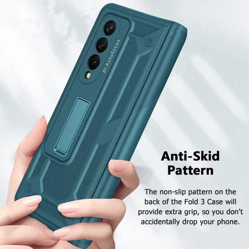 Vista 5 de Miimall Funda para Samsung Galaxy Fold 3 con protección de bisagra, protector de pantalla integrado Kickstand Magnetic Hinge Cover Full Body PC