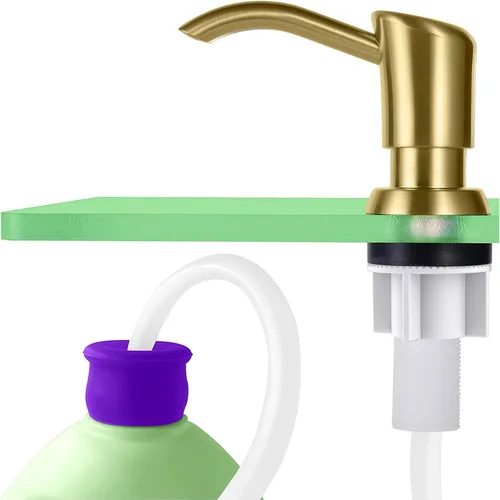 Vista 10 de GAGALIFE Dispensador de jabón empotrado en mostrador (níquel cepillado) para fregadero de cocina y kit de tubo de extensión, actualización