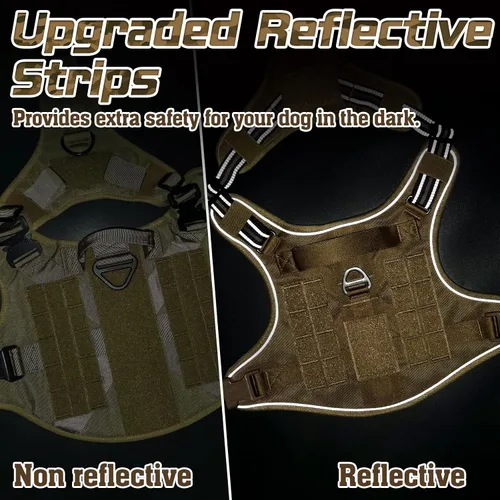 Vista 8 de rabbitgoo - Arnés táctico sin tirones para perros, estilo militar, con mango y sistema Molle, arnés para perros de fácil control, arnés reflectante