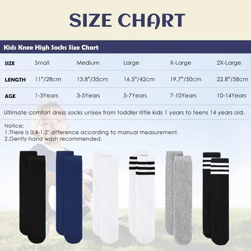 Vista 6 de American Trends Calcetines altos hasta la rodilla para niños y niñas, uniforme escolar, calcetines de vestir, calcetines largos de tubo sin