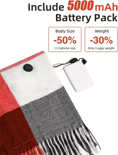 Vista 2 de Heated Scarf for Women Include Rechargeable Battery, Electric Heated Scarf for Cold Weather