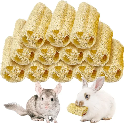 Vista 12 de BNOSDM Juguetes masticables de conejo, esponja natural, 6 piezas de dientes de conejo, juguete para moler conejo, golosinas ricas en fibra